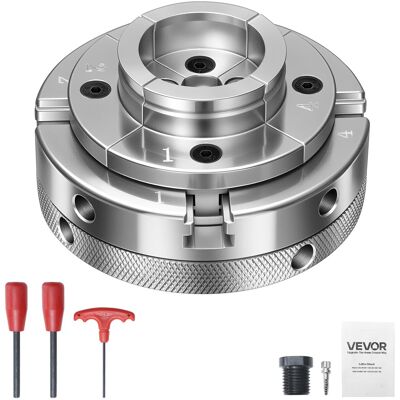 VEVOR - 4 Inch Wood Lathe Chuck, 4-Jaw, Self-Centering Wood Turning Chuck Set with 1" x 8TPI Thread & Adapter, Nickel-Plated - Silver VEVOR - 4 Inch Wood Lathe Chuck, 4-Jaw, Self-Centering Wood Turning Chuck Set with 1" x 8TPI Thread & Adapter, Nickel-Plated - Silver