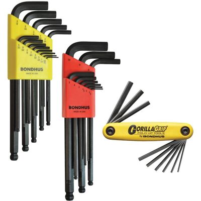 Bondhus - Ball End Inch and Metric L-wrench Set and Hex Inch Fold-Up Set, 3 pack, Model 14191 Bondhus - Ball End Inch and Metric L-wrench Set and Hex Inch Fold-Up Set, 3 pack, Model 14191