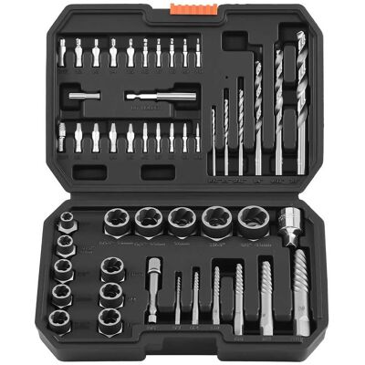 VEVOR - Screw Extractor Set with Drill Bits, 49 Pieces, Easy Out Nut Bolt Extractors and Drill Bits, with Adapters - Black VEVOR - Screw Extractor Set with Drill Bits, 49 Pieces, Easy Out Nut Bolt Extractors and Drill Bits, with Adapters - Black