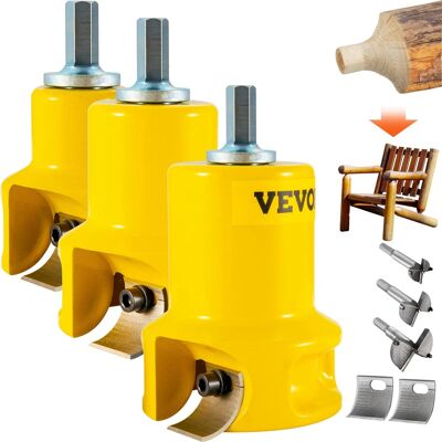 VEVOR - Tenon Cutter, 1"/25.4mm & 1.5"/38mm & 2"/50.8mm, Premium Aluminum & Steel Log Furniture Cutter, with Dual Curved Blades - Yellow VEVOR - Tenon Cutter, 1"/25.4mm & 1.5"/38mm & 2"/50.8mm, Premium Aluminum & Steel Log Furniture Cutter, with Dual Curved Blades - Yellow