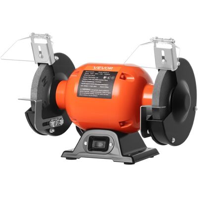 VEVOR - Bench Grinder, 6-inch Single Speed Bench Grinder, 1750RPM Low-Speed Table Grinders with 250W 2A Induction Motor - Orange + Black VEVOR - Bench Grinder, 6-inch Single Speed Bench Grinder, 1750RPM Low-Speed Table Grinders with 250W 2A Induction Motor - Orange + Black