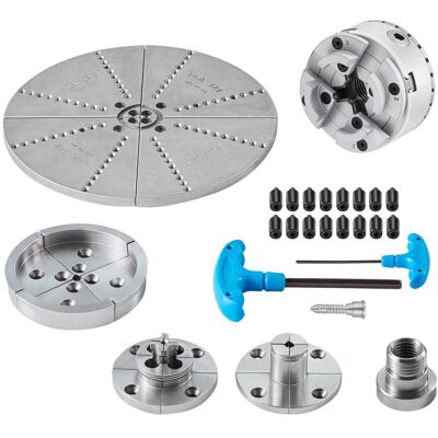 VEVOR - KP965 Lathe Chuck, 4-Jaw 3.75" Diameter, Metal Lathe Chuck Turning Machine Accessories with 5 Sets of Jaws - Silver VEVOR - KP965 Lathe Chuck, 4-Jaw 3.75" Diameter, Metal Lathe Chuck Turning Machine Accessories with 5 Sets of Jaws - Silver