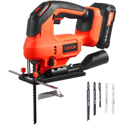 VEVOR - Cordless Jig Saw, 20 V Brushless Motor, 3500 SPM Blade Speed, Cordless Jigsaw with 6 pcs Blades, LED Light - Orange + Black VEVOR - Cordless Jig Saw, 20 V Brushless Motor, 3500 SPM Blade Speed, Cordless Jigsaw with 6 pcs Blades, LED Light - Orange + Black