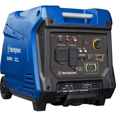 Westinghouse - 5,000-Watt Gas Powered Portable Inverter Generator with Recoil Start, LED Data Center - Blue Westinghouse - 5,000-Watt Gas Powered Portable Inverter Generator with Recoil Start, LED Data Center - Blue