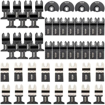 VEVOR - 50 PCS Oscillating Saw Blades, Quick Release Multitool Blades Kit, HCS Tool Blades for Wood Plastic Metal Nails Bolts - Black VEVOR - 50 PCS Oscillating Saw Blades, Quick Release Multitool Blades Kit, HCS Tool Blades for Wood Plastic Metal Nails Bolts - Black