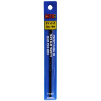 ARTU - 3/16 in. X 5-1/2 in. L Tungsten Carbide Tipped Multi-Purpose Drill Bit Straight Shank 1 pc ARTU - 3/16 in. X 5-1/2 in. L Tungsten Carbide Tipped Multi-Purpose Drill Bit Straight Shank 1 pc