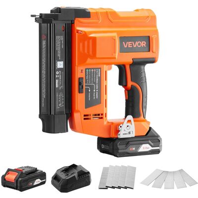 VEVOR - 2-in-1 Cordless Brad Nailer, 18 Gauge, 20V Battery Powered Nail Gun and Staple Gun, with 500 pcs Nails, 500 pcs Staples - Orange + Black VEVOR - 2-in-1 Cordless Brad Nailer, 18 Gauge, 20V Battery Powered Nail Gun and Staple Gun, with 500 pcs Nails, 500 pcs Staples - Orange + Black