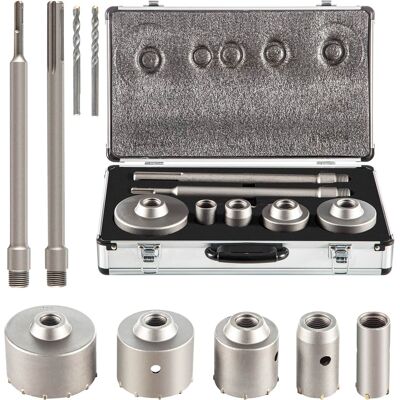VEVOR - Concrete Hole Saw Kit, 1-2/11\", 1-3/5\", 2-9/16\", 3-5/32\", 3-15/16\" Drill Bit Set SDS Plus - Silver VEVOR - Concrete Hole Saw Kit, 1-2/11\", 1-3/5\", 2-9/16\", 3-5/32\", 3-15/16\" Drill Bit Set SDS Plus - Silver