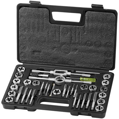 VEVOR - Tap and Die Set, 40-Piece Include Metric Size M3 to M12, Bearing Steel Taps and Dies, Essential Threading Tool - Black VEVOR - Tap and Die Set, 40-Piece Include Metric Size M3 to M12, Bearing Steel Taps and Dies, Essential Threading Tool - Black