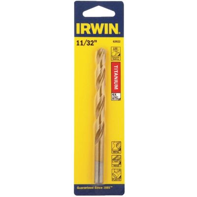 Irwin - 11/32 X 4 3/4 L High Speed Steel Drill Bit Straight Shank 1 pc Irwin - 11/32 X 4 3/4 L High Speed Steel Drill Bit Straight Shank 1 pc