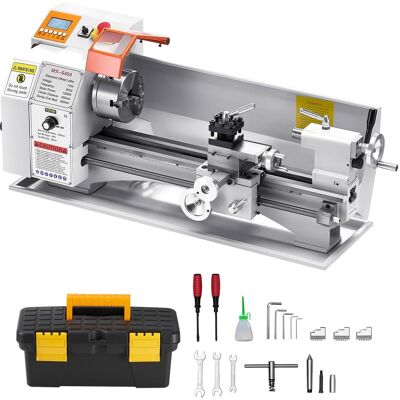 VEVOR - Metal Lathe Machine, 8.7 x 18 in, Precision Bench Power Metal Lathe, Automatic Feed, 0-2500 RPM Variable Speed - Silver VEVOR - Metal Lathe Machine, 8.7 x 18 in, Precision Bench Power Metal Lathe, Automatic Feed, 0-2500 RPM Variable Speed - Silver