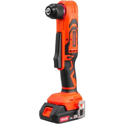 VEVOR - Right Angle Drill,3/8Inch Chuck,90 Degree Cordless Right Angle Drill with Brushless Motor,Battery,Charger, and Belt Clip - Orange, black VEVOR - Right Angle Drill,3/8Inch Chuck,90 Degree Cordless Right Angle Drill with Brushless Motor,Battery,Charger, and Belt Clip - Orange, black
