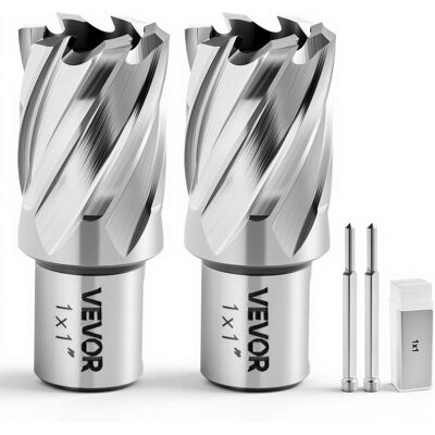 VEVOR - Annular Cutter Set, 4 pcs Weldon Shank Mag Drill Bits Kit, 1" Cutting Depth, 1" Cutting Diameter, HSS - Silver VEVOR - Annular Cutter Set, 4 pcs Weldon Shank Mag Drill Bits Kit, 1" Cutting Depth, 1" Cutting Diameter, HSS - Silver