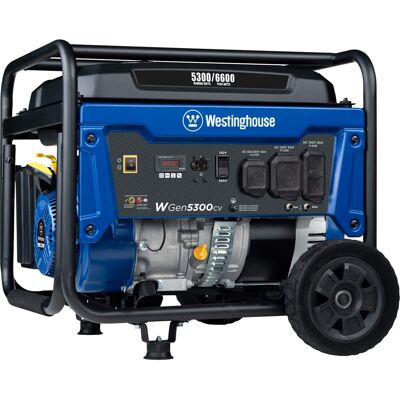Westinghouse - 6,600/5,300-Watt Gas Powered Portable Generator with Recoil Start, 30A 120/240V Outlet - Blue Westinghouse - 6,600/5,300-Watt Gas Powered Portable Generator with Recoil Start, 30A 120/240V Outlet - Blue