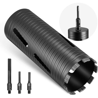 VEVOR - Core Drill Bit, 4-1/4 inch Diameter, 9-1/2 inch Drilling Depth, 5/8-11 Internal Thread, Diamond Dry Coring Bit - Black VEVOR - Core Drill Bit, 4-1/4 inch Diameter, 9-1/2 inch Drilling Depth, 5/8-11 Internal Thread, Diamond Dry Coring Bit - Black