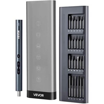 VEVOR - Electric Precision Screwdriver Set, 48 Magnetic Bits, Mini Electric Screwdriver with Magnetic Storage Box, S2 Steel Bits - Smoky gray VEVOR - Electric Precision Screwdriver Set, 48 Magnetic Bits, Mini Electric Screwdriver with Magnetic Storage Box, S2 Steel Bits - Smoky gray