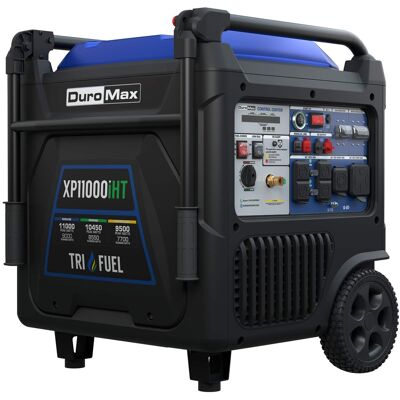 DuroMax - XP11000iHT 11,000 Watt Portable Tri Fuel Inverter Generator - Quiet, Low THD - Blue DuroMax - XP11000iHT 11,000 Watt Portable Tri Fuel Inverter Generator - Quiet, Low THD - Blue
