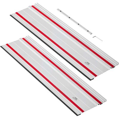 VEVOR - Track Saw Guide Rail, 55-Inch Cutting Range, Kit Includes 2 x 27.5 in Aluminum Extruded Guide Rails and 1 Connector - Silver VEVOR - Track Saw Guide Rail, 55-Inch Cutting Range, Kit Includes 2 x 27.5 in Aluminum Extruded Guide Rails and 1 Connector - Silver