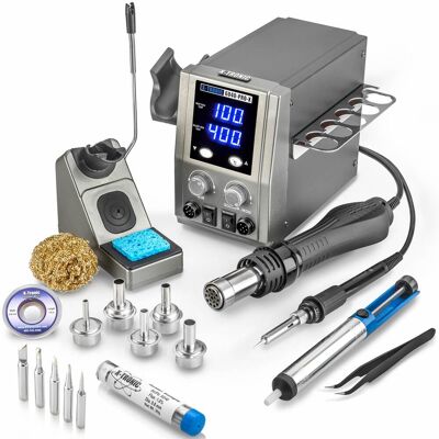 X-Tronic - 6040-PRO-X 700 W Hot Air Rework Soldering Iron Station, 0-30 Min Sleep, Patented Nozzle Changer & More - Platinum/Silver X-Tronic - 6040-PRO-X 700 W Hot Air Rework Soldering Iron Station, 0-30 Min Sleep, Patented Nozzle Changer & More - Platinum/Silver