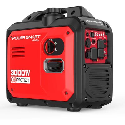 POWERSMART - 3000-Watt Portable Inverter Generator,Gas Powered with CO Alarm for Home Backup & Camping Power - Red POWERSMART - 3000-Watt Portable Inverter Generator,Gas Powered with CO Alarm for Home Backup & Camping Power - Red