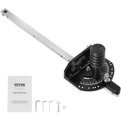 VEVOR - Accurate Miter Gauge, Fits Slots 3/4'' x 3/8'', Crafted from Aluminum Alloy, Features 15 Adjustable Angle Stops - Black VEVOR - Accurate Miter Gauge, Fits Slots 3/4'' x 3/8'', Crafted from Aluminum Alloy, Features 15 Adjustable Angle Stops - Black