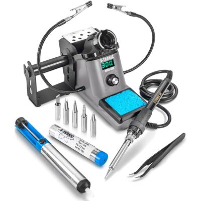 X-Tronic - 9080-XR3 110 W Medium Gauge Soldering Iron Station 0-30 Min Sleep, °C/°F, Accessories & More - Platinum/Silver X-Tronic - 9080-XR3 110 W Medium Gauge Soldering Iron Station 0-30 Min Sleep, °C/°F, Accessories & More - Platinum/Silver