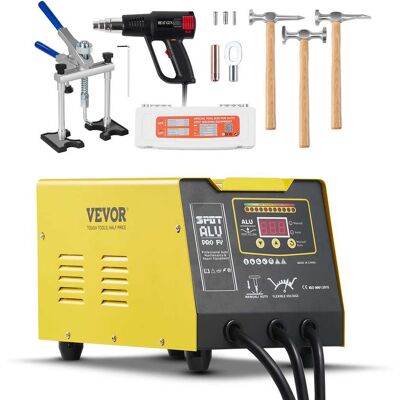 VEVOR - Spot Welder Dent Puller, 300W Stud Welder Dent Repair Kit with Heat Gun, Auto/Manual Welding Mode, 110V Auto Body Spot - Yellow VEVOR - Spot Welder Dent Puller, 300W Stud Welder Dent Repair Kit with Heat Gun, Auto/Manual Welding Mode, 110V Auto Body Spot - Yellow