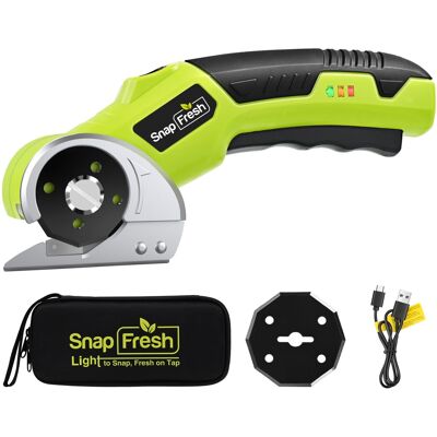 SnapFresh - 4V Cordless Electric Scissors & Rotary Tool with LED Light, Extra Blades, 2.0Ah Battery & Storage Bag - Green SnapFresh - 4V Cordless Electric Scissors & Rotary Tool with LED Light, Extra Blades, 2.0Ah Battery & Storage Bag - Green