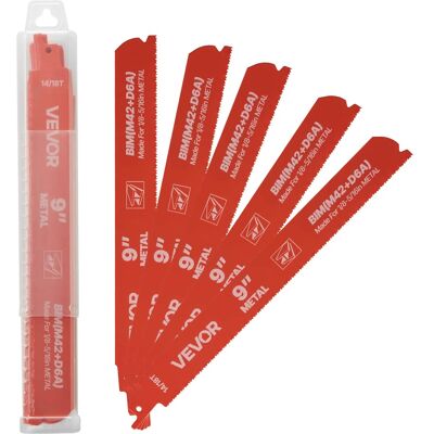 VEVOR - Reciprocating Saw Blades, 25 Pack,14/18 TPI Bi-Metal Reciprocating Saw Blade Set,for Cutting 1/8-5/16 inch Medium Metals - Orange VEVOR - Reciprocating Saw Blades, 25 Pack,14/18 TPI Bi-Metal Reciprocating Saw Blade Set,for Cutting 1/8-5/16 inch Medium Metals - Orange