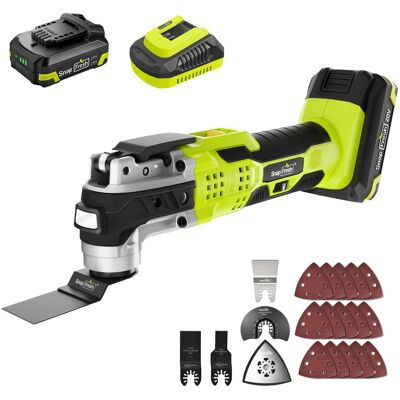 SnapFresh - 20V Cordless Oscillating Multi-Tool, 6-Speed, 3.2° Oscillation Angle, 2.0Ah Battery, Charger, and 22-Accessory - Green SnapFresh - 20V Cordless Oscillating Multi-Tool, 6-Speed, 3.2° Oscillation Angle, 2.0Ah Battery, Charger, and 22-Accessory - Green