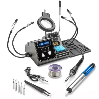X-Tronic - 3090-PRO-X Soldering Iron Station with Adjustable Sleep & Temp Presets, °C/°F, Calibration, & Complete Accessory Kit - Silver X-Tronic - 3090-PRO-X Soldering Iron Station with Adjustable Sleep & Temp Presets, °C/°F, Calibration, & Complete Accessory Kit - Silver