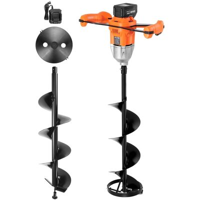 VEVOR - 20V Electric Ice Auger, 8 inch Diameter, 2 in 1 Cordless Ice Fishing Augers and Earth Auger with Ices & Earth Drill Bit - Black VEVOR - 20V Electric Ice Auger, 8 inch Diameter, 2 in 1 Cordless Ice Fishing Augers and Earth Auger with Ices & Earth Drill Bit - Black