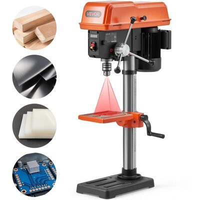 VEVOR - 10-Inch Benchtop Drill Press, 5 Amp, 0.8 HP 600W Bench Drill Press, 530-3140 RPM Variable Speed, 0-45° Tilting Worktable - Orange;Black VEVOR - 10-Inch Benchtop Drill Press, 5 Amp, 0.8 HP 600W Bench Drill Press, 530-3140 RPM Variable Speed, 0-45° Tilting Worktable - Orange;Black