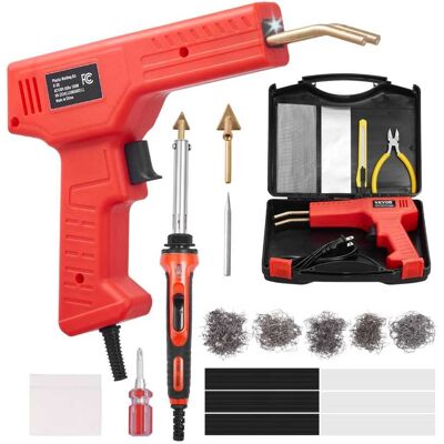 VEVOR - Plastic Welder Kit Deluxe, 100W Plastic Welding Gun + 60 W/100W Soldering Iron, Professional Plastic Repair Welding Tool - Red;Black VEVOR - Plastic Welder Kit Deluxe, 100W Plastic Welding Gun + 60 W/100W Soldering Iron, Professional Plastic Repair Welding Tool - Red;Black