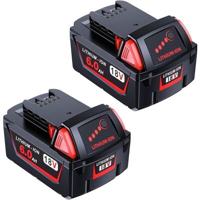 Simple Plus+ - 2-Pack 6.0Ah 18V Replacement Battery Compatible with Milwaukee M18, Fits 48-11-1850 1852 1865 1862 1840 Li-Ion Packs Simple Plus+ - 2-Pack 6.0Ah 18V Replacement Battery Compatible with Milwaukee M18, Fits 48-11-1850 1852 1865 1862 1840 Li-Ion Packs