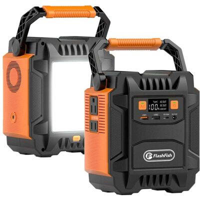 FLASHFISH - A201 Portable Power Station, 200W 172.8Wh Solar Generator, 400W Peak Pure Sine Wave Backup Battery with 6 Outputs (172.8 Wh Capacity) - Black/Orange FLASHFISH - A201 Portable Power Station, 200W 172.8Wh Solar Generator, 400W Peak Pure Sine Wave Backup Battery with 6 Outputs (172.8 Wh Capacity) - Black/Orange
