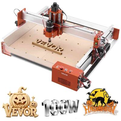 VEVOR - CNC Router Machine, 100W Spindle, 3-Axis Wood Engraving Milling Machine, with 15.75 x 15.75 x 3.74 in Working Area - Orange + Silver VEVOR - CNC Router Machine, 100W Spindle, 3-Axis Wood Engraving Milling Machine, with 15.75 x 15.75 x 3.74 in Working Area - Orange + Silver