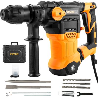 VEVOR - 1-1/4 Inch SDS-Plus Rotary Hammer Drill, 13 Amp Corded Drills, Heavy Duty Chipping Hammers - Yellow VEVOR - 1-1/4 Inch SDS-Plus Rotary Hammer Drill, 13 Amp Corded Drills, Heavy Duty Chipping Hammers - Yellow