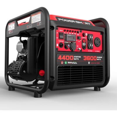 POWERSMART - 4400W Dual Fuel Portable Generator,223cc 4-Stroke OHV Engine, 30A RV Ready, Recoil Start – Home & Jobsite Backup - Red POWERSMART - 4400W Dual Fuel Portable Generator,223cc 4-Stroke OHV Engine, 30A RV Ready, Recoil Start – Home & Jobsite Backup - Red