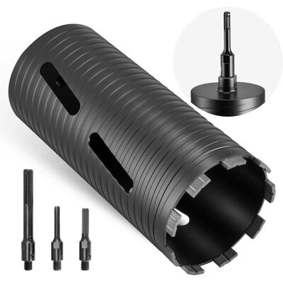 VEVOR - Core Drill Bit, 4-1/2 inch Diameter, 9-1/2 inch Drilling Depth, 5/8-11 Internal Thread, Diamond Dry Coring Bit - Black VEVOR - Core Drill Bit, 4-1/2 inch Diameter, 9-1/2 inch Drilling Depth, 5/8-11 Internal Thread, Diamond Dry Coring Bit - Black