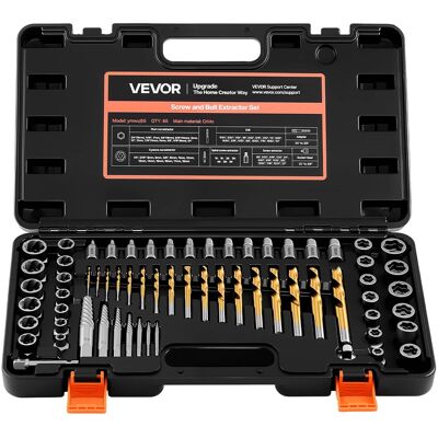 VEVOR - Screw Extractor Set with Drill Bits, 65 Pieces, Easy Out Nut Bolt Extractors and Drill Bits, with Adapters - Black VEVOR - Screw Extractor Set with Drill Bits, 65 Pieces, Easy Out Nut Bolt Extractors and Drill Bits, with Adapters - Black