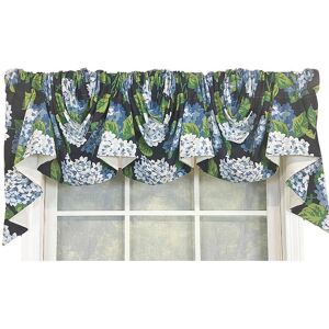 RLF Home - Hydrangea Empire Valance 3-Scoop. 64" x 25" For windows up to 60"W - Navy RLF Home - Hydrangea Empire Valance 3-Scoop. 64" x 25" For windows up to 60"W - Navy