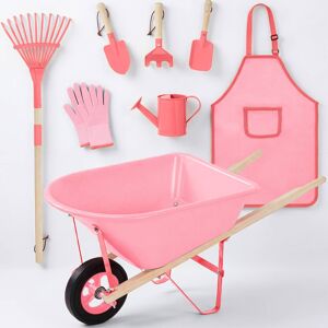 Best Choice Products - Kids Wheelbarrow Gardening Tool Set 8 Piece with Metal Tools, Apron, Gloves Ages 3+ - Pink/Pink Best Choice Products - Kids Wheelbarrow Gardening Tool Set 8 Piece with Metal Tools, Apron, Gloves Ages 3+ - Pink/Pink
