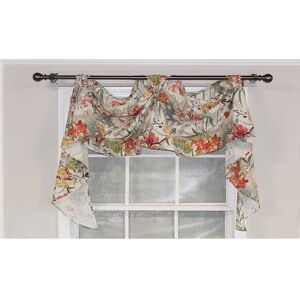 RLF Home - Kira 2-Scoop Victory Swag 3 Tabs 54" x 26" For windows up to 48"W - Multi RLF Home - Kira 2-Scoop Victory Swag 3 Tabs 54" x 26" For windows up to 48"W - Multi