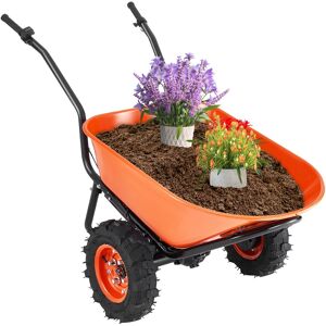 VEVOR - Electric Wheelbarrow Cart, 500W Powered Utility Garden Wagon Dump Cart, 7 Cu. Ft. Load & 573 lbs Capacity - Orange + Black VEVOR - Electric Wheelbarrow Cart, 500W Powered Utility Garden Wagon Dump Cart, 7 Cu. Ft. Load & 573 lbs Capacity - Orange + Black