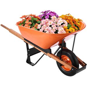 VEVOR - Wheelbarrow Cart, 6 Cu. Ft. Load & 330 lbs Capacity, One Wheel Garden Dump Cart Wheel Barrow with Metal Handle - Orange, Black VEVOR - Wheelbarrow Cart, 6 Cu. Ft. Load & 330 lbs Capacity, One Wheel Garden Dump Cart Wheel Barrow with Metal Handle - Orange, Black