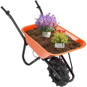 VEVOR - Electric Wheelbarrow Cart, 500W Powered Utility Garden Wagon Dump Cart, 5 Cu. Ft. Load & 330 lbs Capacity - Orange + Black VEVOR - Electric Wheelbarrow Cart, 500W Powered Utility Garden Wagon Dump Cart, 5 Cu. Ft. Load & 330 lbs Capacity - Orange + Black