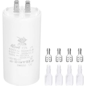 Unique Bargains - 45uF CBB60 Run Capacitor, AC 450V 4 Pin Double Insert with Sheath Spring for Motor Start - White Unique Bargains - 45uF CBB60 Run Capacitor, AC 450V 4 Pin Double Insert with Sheath Spring for Motor Start - White