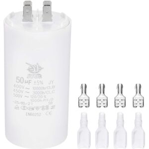 Unique Bargains - 50uF CBB60 Run Capacitor, AC 450V 4 Pin Double Insert with Sheath Spring for Motor Start - White Unique Bargains - 50uF CBB60 Run Capacitor, AC 450V 4 Pin Double Insert with Sheath Spring for Motor Start - White
