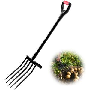 VEVOR - Garden Fork, 5-Tine Gardening Pitchfork with Metal Handle, 41 in Heavy Duty Digging Fork with Y Grip - Red VEVOR - Garden Fork, 5-Tine Gardening Pitchfork with Metal Handle, 41 in Heavy Duty Digging Fork with Y Grip - Red